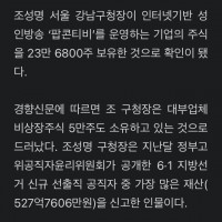 조성명 강남구청장, 성인방송 '팝콘티비' 운영사 주식보…