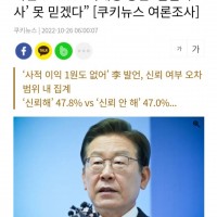 국민57.6%"이재명 향한 검찰 수사 못 믿겠다" 쿠키뉴스 여론조사