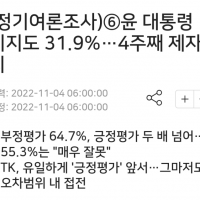 윤 대통령 지지도 31.9%