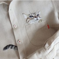 [사진] 와이셔츠 고양이 자수
