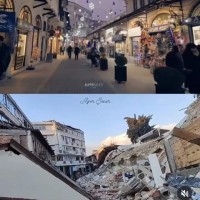 지진으로 무너진 하타이 안타키아 거리 전과 후