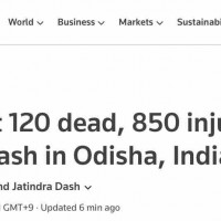[긴급/로이터] 인도 최악의 철도사고발생. 최소 120명 사망, 850명 부상.