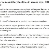 BBC) 바그너 그룹, 보로네시의 모든 군사 시설 점령