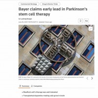 [긴급/의학/로이터] 바이엘(Bayer), 파킨슨 병 줄기세포 이용해 치료 성공.
