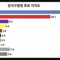 현 대한민국의 정치 상황을 보여주는 강서구청장 보궐선거 지지율