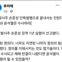 추미애 페북...고발사주 손준성의 단독범행이 아니다. 김웅과 윤석열을 수사하라