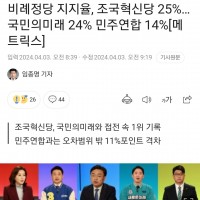 조국혁신당 25%, 국민의미래 24%, 민주연합 14%