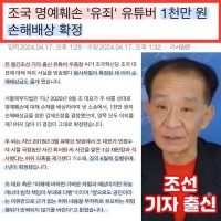 '조국 명예훼손' 유튜버 1000만원 손해배상 확정